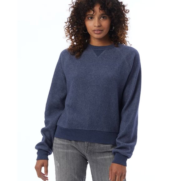 Alternative Apparel Teddy Baby Champ Textured Crewneck Sweatshirt Blue, XS - Picture 1 of 5